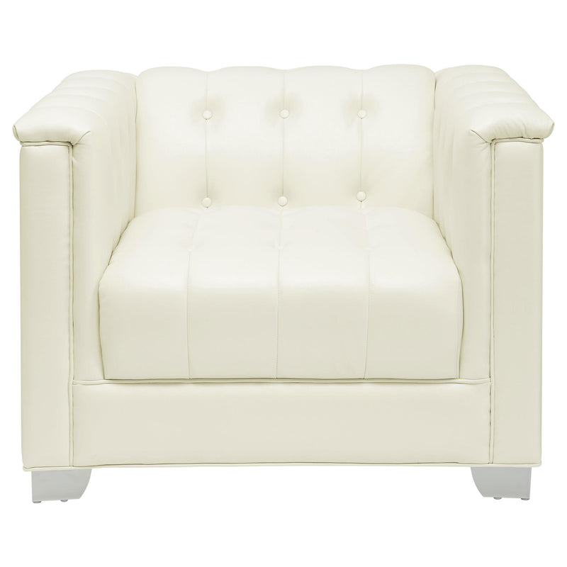 Chaviano Contemporary White Three piece Living Room Set