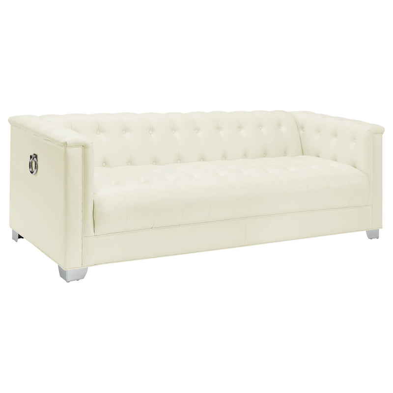 Chaviano 4 piece Upholstered Track Arm Sofa Set Pearl White