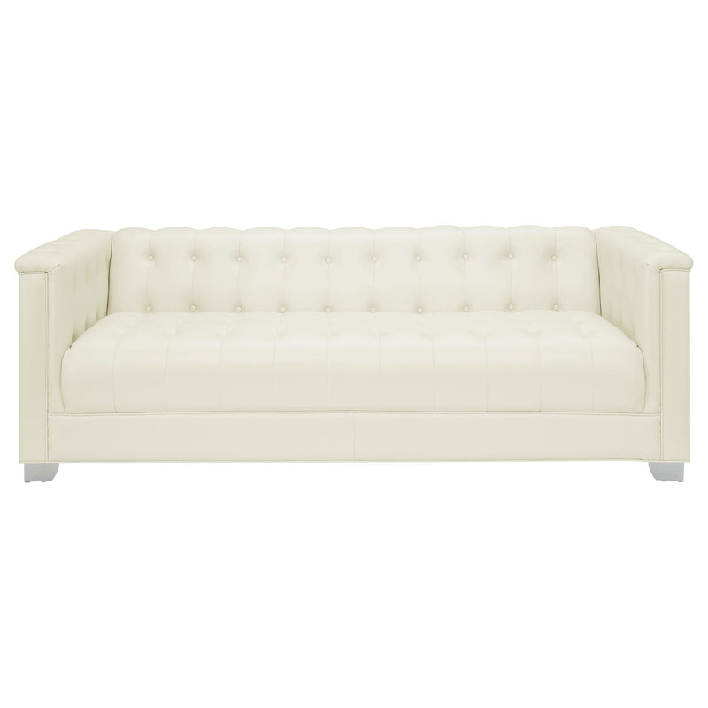 Chaviano 4 piece Upholstered Track Arm Sofa Set Pearl White