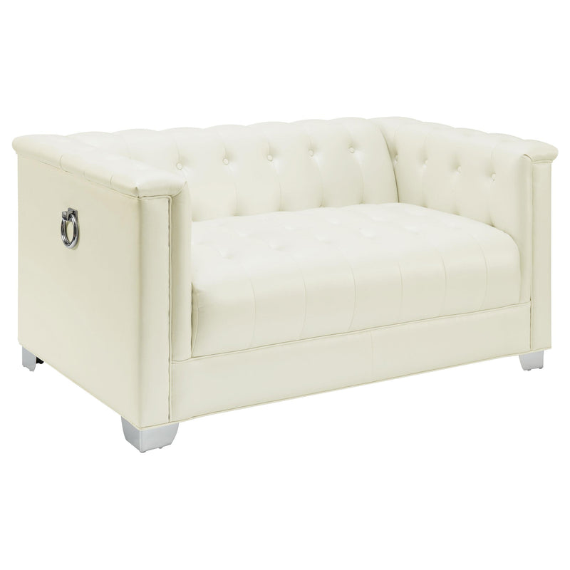 Chaviano 4 piece Upholstered Track Arm Sofa Set Pearl White