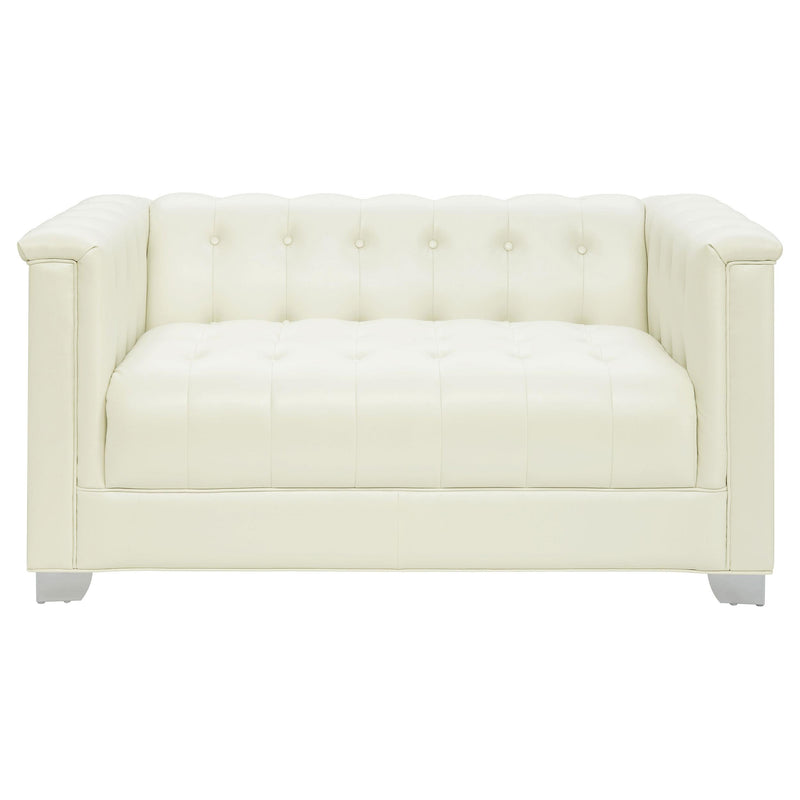 Chaviano 4 piece Upholstered Track Arm Sofa Set Pearl White