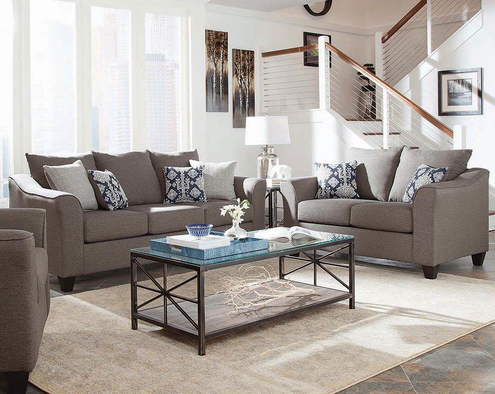 Salizar Transitional Grey Two piece Living Room Set