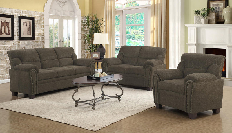 Clemintine Brown Three piece Living Room Set