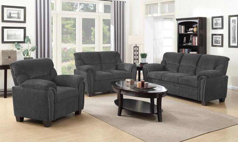 Clemintine Grey Three piece Living Room Set