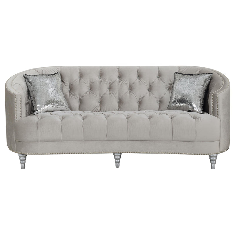 Avonlea 2 piece Upholstered Sloped Arm Sofa Set Grey Velvet