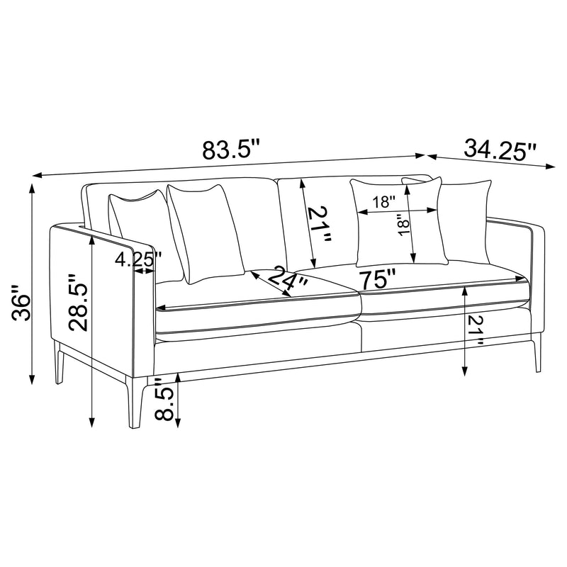 Apperson Apperso 2 piece Upholstered Track Arm Sofa Set Light Grey