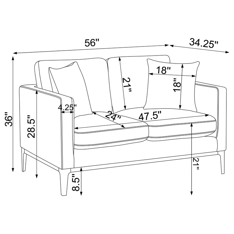 Apperson Apperso 2 piece Upholstered Track Arm Sofa Set Light Grey