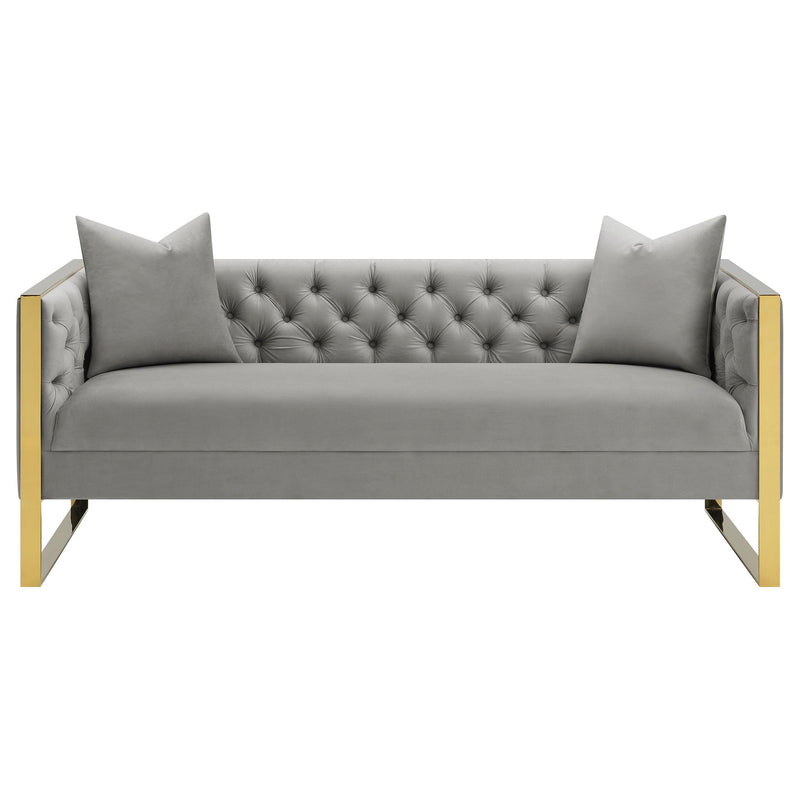 Eastbrook 2 piece Velvet Upholstered Tufted Sofa Set Grey