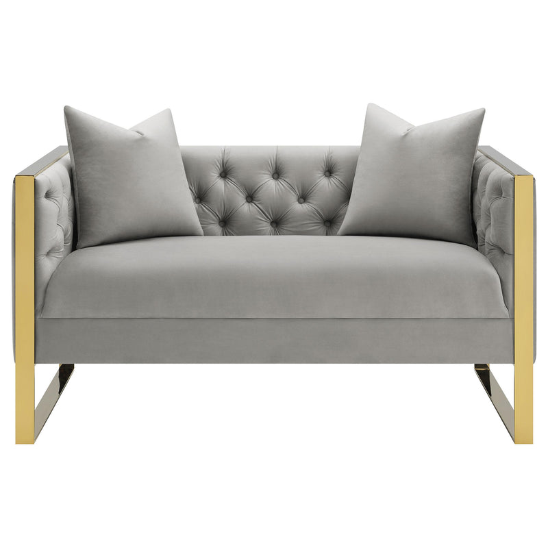 Eastbrook 2 piece Velvet Upholstered Tufted Sofa Set Grey