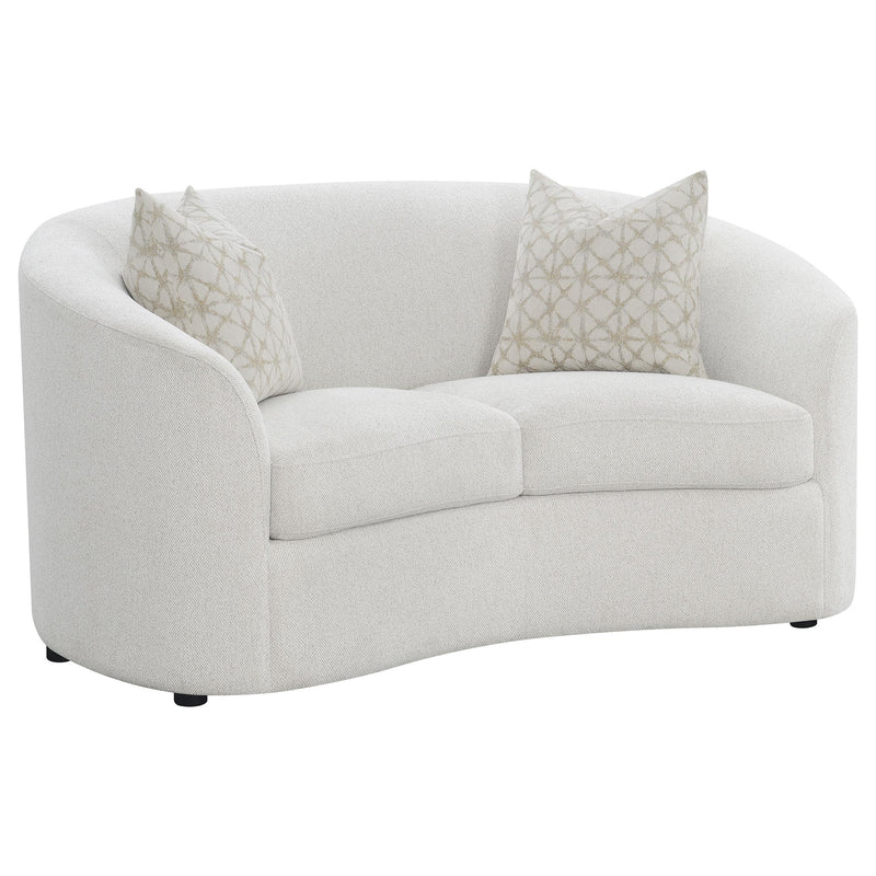 Rainn 2 piece Boucle Upholstered Sloped Arm Sofa Set Latte