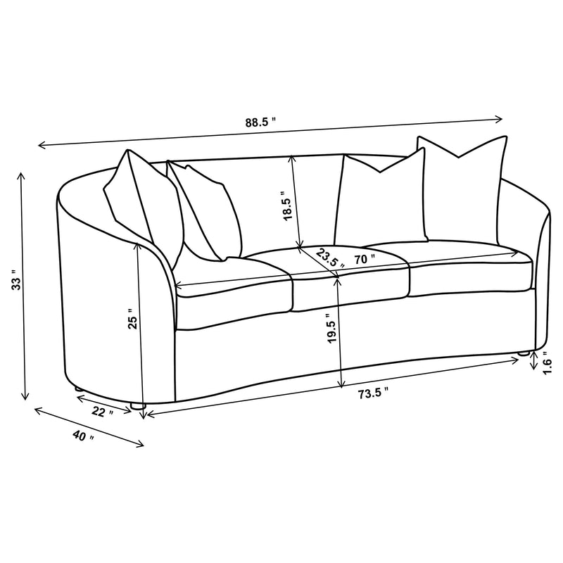 Rainn 2 piece Boucle Upholstered Sloped Arm Sofa Set Latte