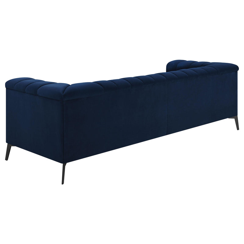 Chalet 2 piece Upholstered Tuxedo Arm Tufted Sofa Set Blue