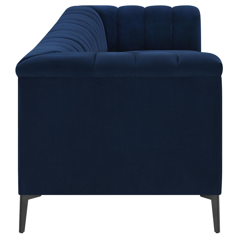 Chalet 2 piece Upholstered Tuxedo Arm Tufted Sofa Set Blue