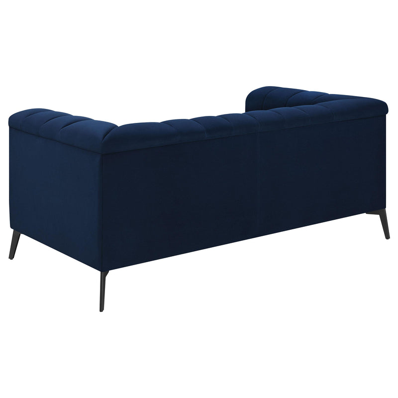 Chalet 2 piece Upholstered Tuxedo Arm Tufted Sofa Set Blue