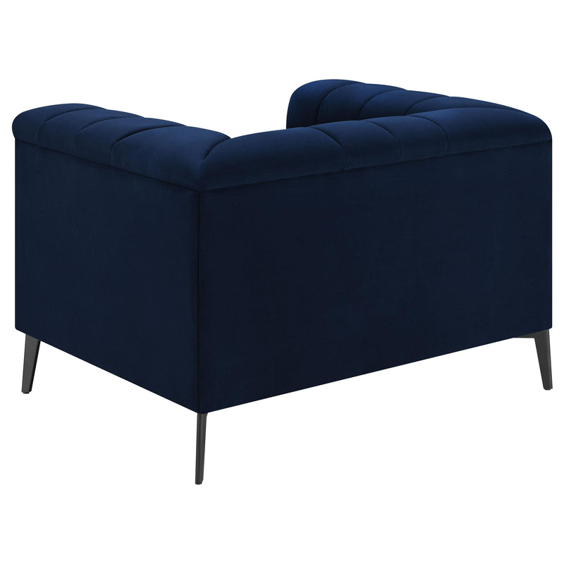 Chalet 3 Piece Upholstered Tuxedo Arm Tufted Sofa Set Blue