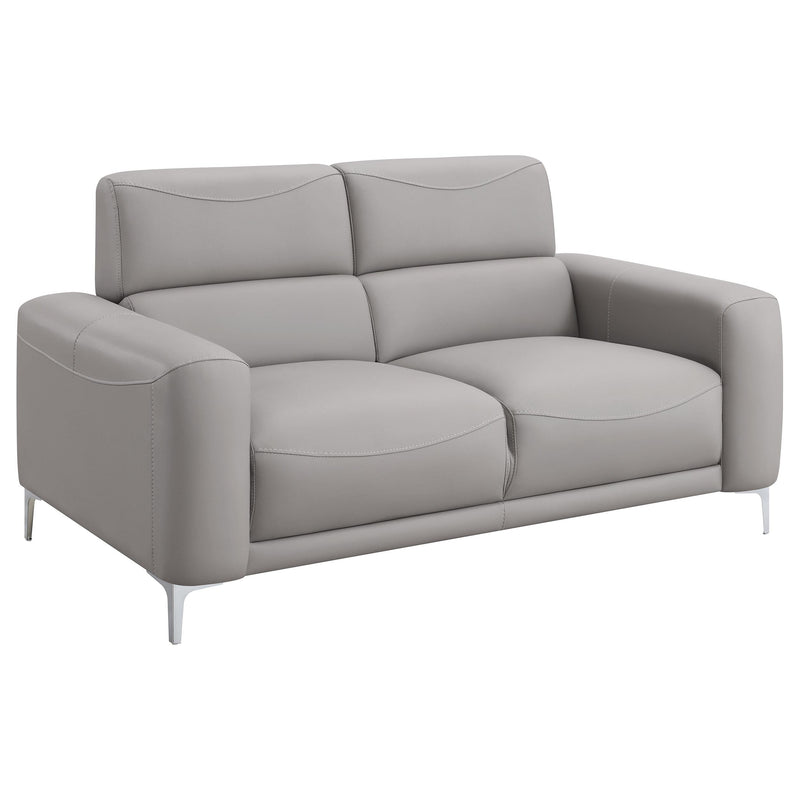 Glenmark 2 piece Upholstered Track Arm Sofa Set Taupe