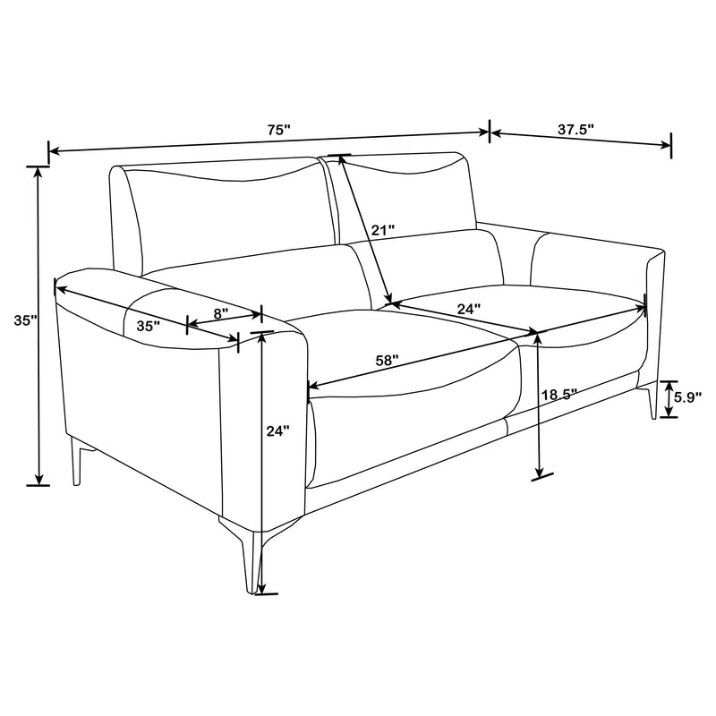 Glenmark 2 piece Upholstered Track Arm Sofa Set Taupe