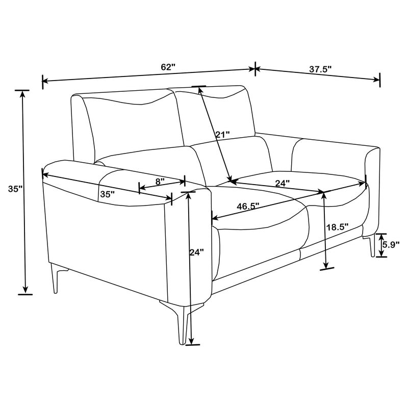 Glenmark 2 piece Upholstered Track Arm Sofa Set Taupe