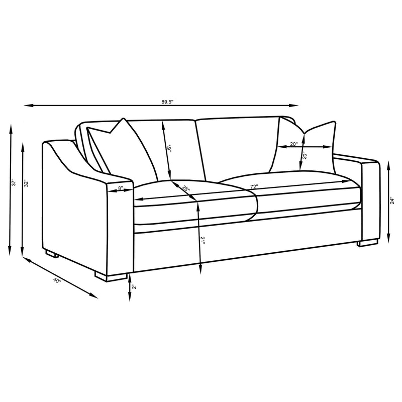 Ashlyn 2 piece Upholstered Sloped Arm Sofa Set White