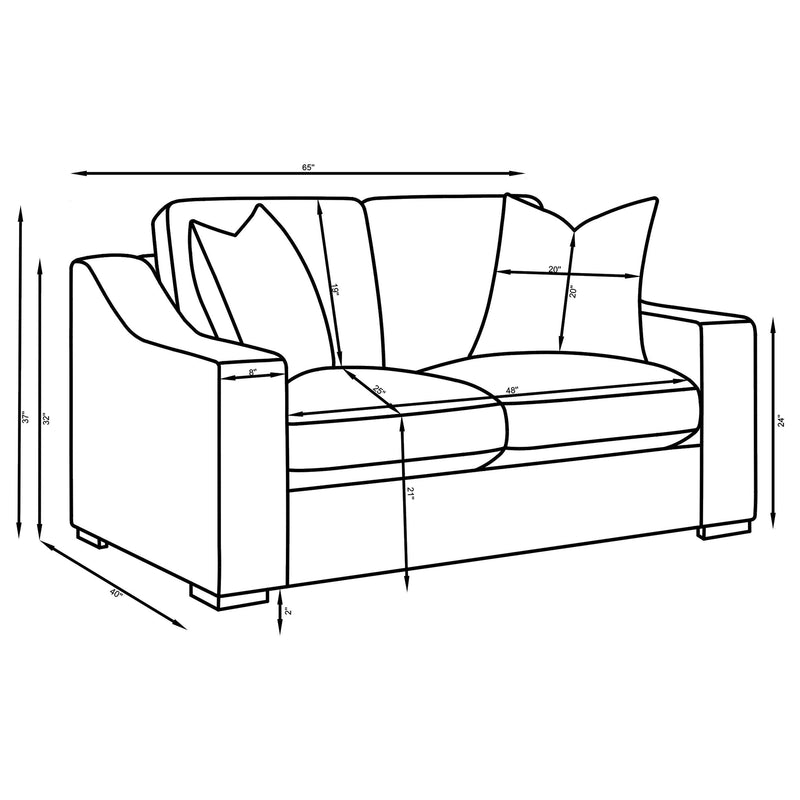 Ashlyn 2 piece Upholstered Sloped Arm Sofa Set White