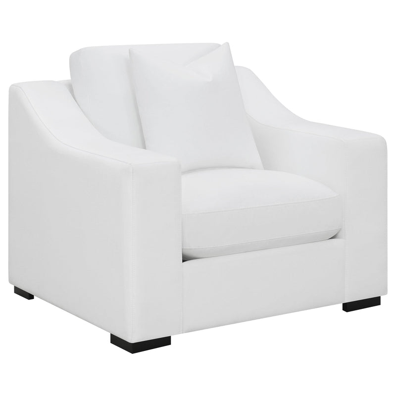 Ashlyn 3 Piece Upholstered Sloped Arm Sofa Set White