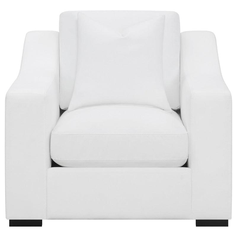 Ashlyn 3 Piece Upholstered Sloped Arm Sofa Set White