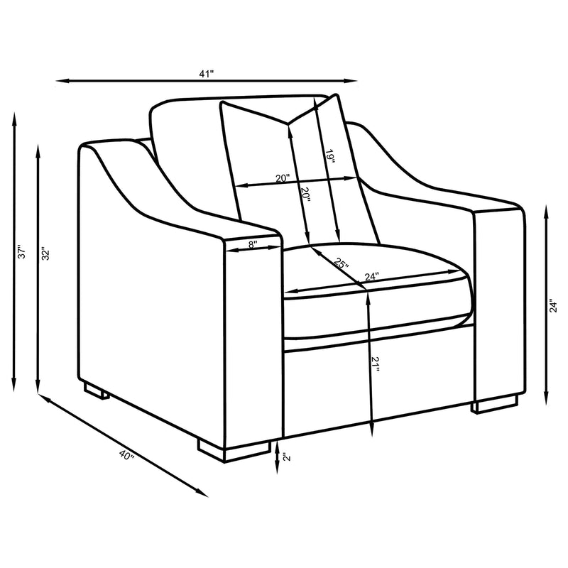 Ashlyn 3 Piece Upholstered Sloped Arm Sofa Set White