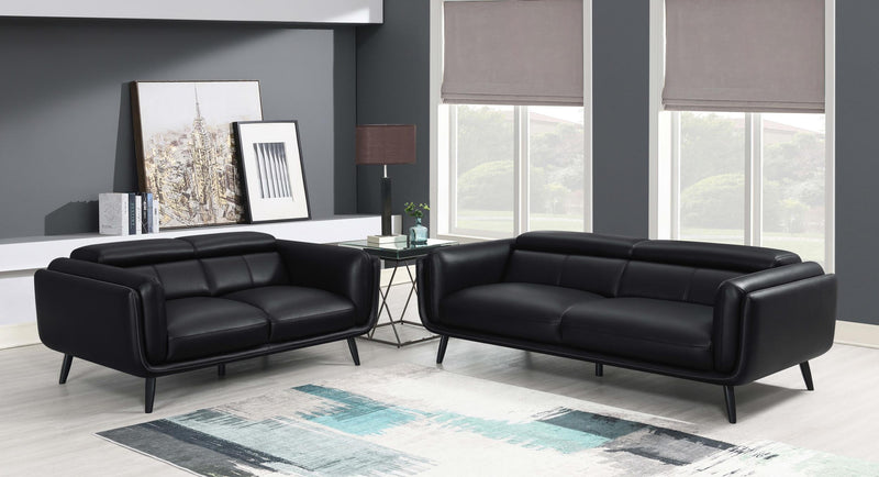 Shania 2 piece Upholstered Low Back Sofa Set Black