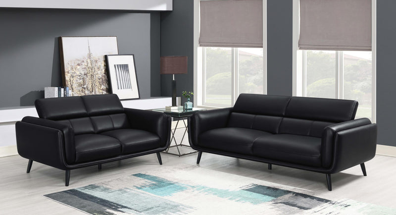 Shania 2 piece Upholstered Low Back Sofa Set Black