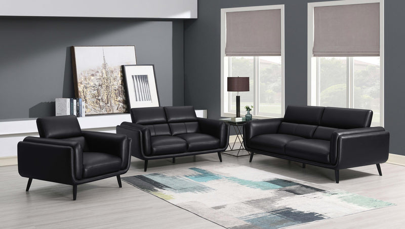 Shania 3 Piece Upholstered Low Back Sofa Set Black