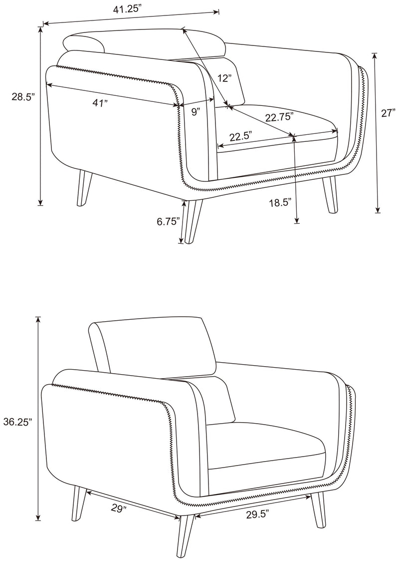 Shania 3 Piece Upholstered Low Back Sofa Set Black