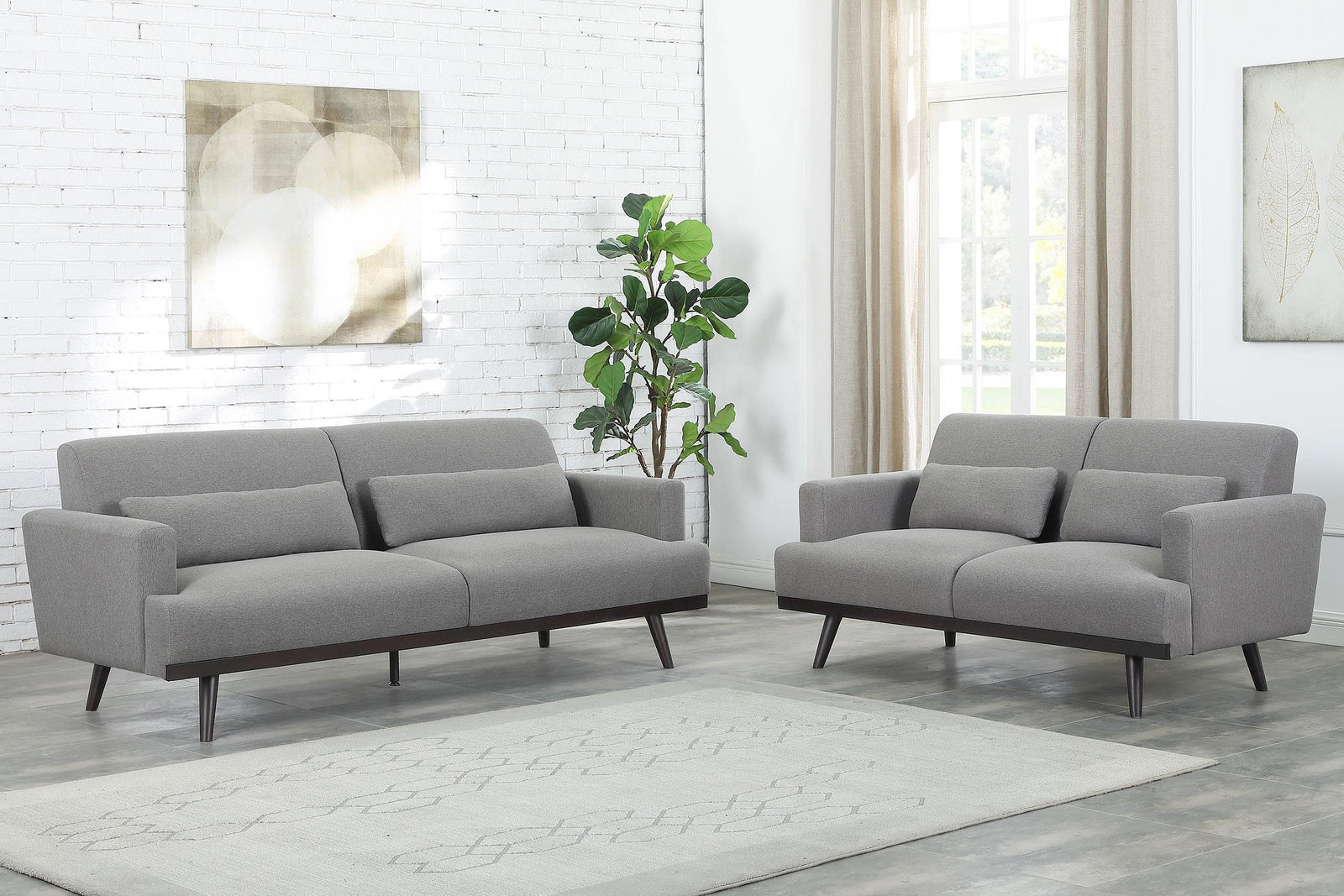 Blake 2 piece Upholstered Track Arm Sofa Set Sharkskin