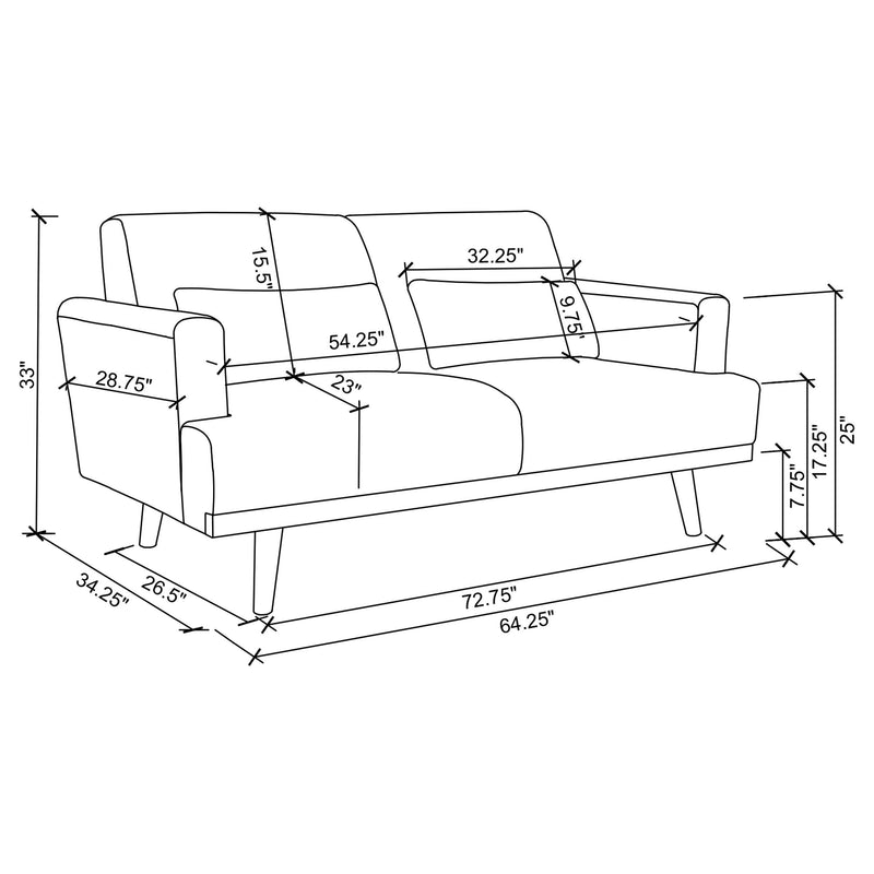 Blake 2 piece Upholstered Track Arm Sofa Set Sharkskin