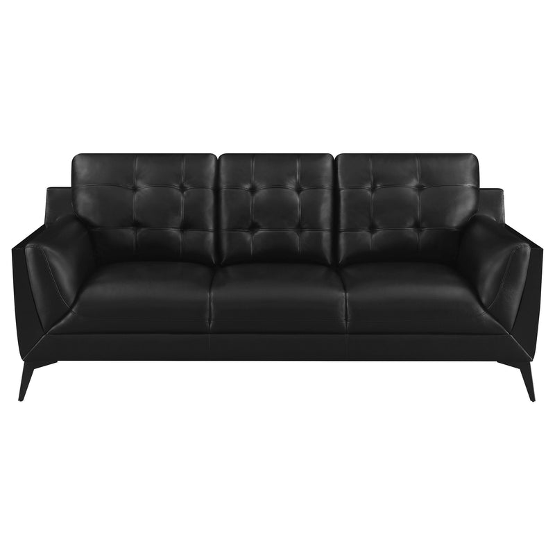 Moira 2 piece Upholstered Wedge Arm Tufted Sofa Set Black