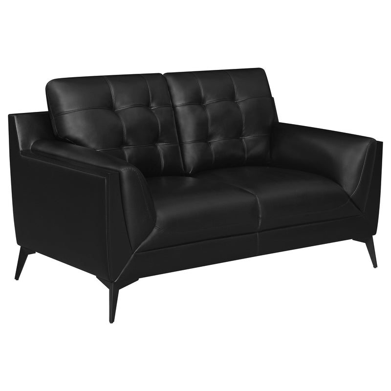 Moira 2 piece Upholstered Wedge Arm Tufted Sofa Set Black