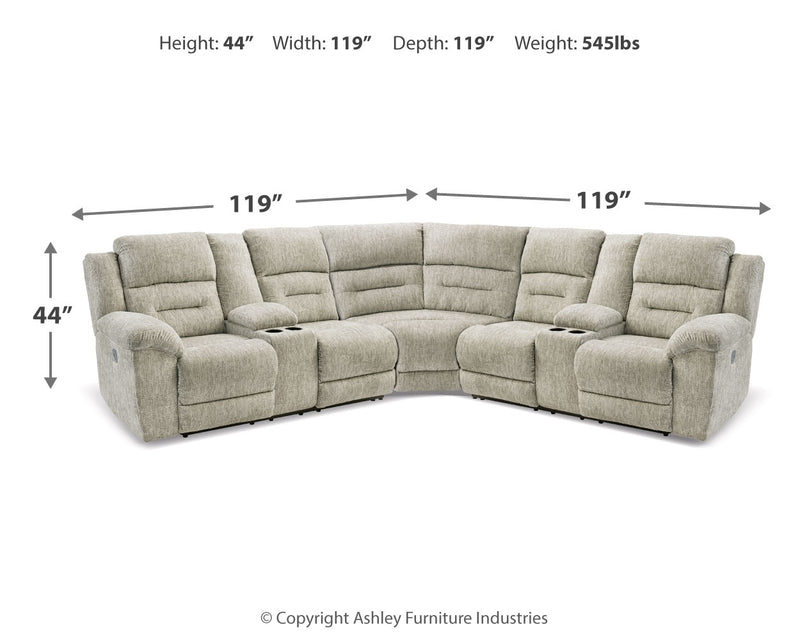 Family Den Pewter Chenille 3-Piece Power Reclining Sectional