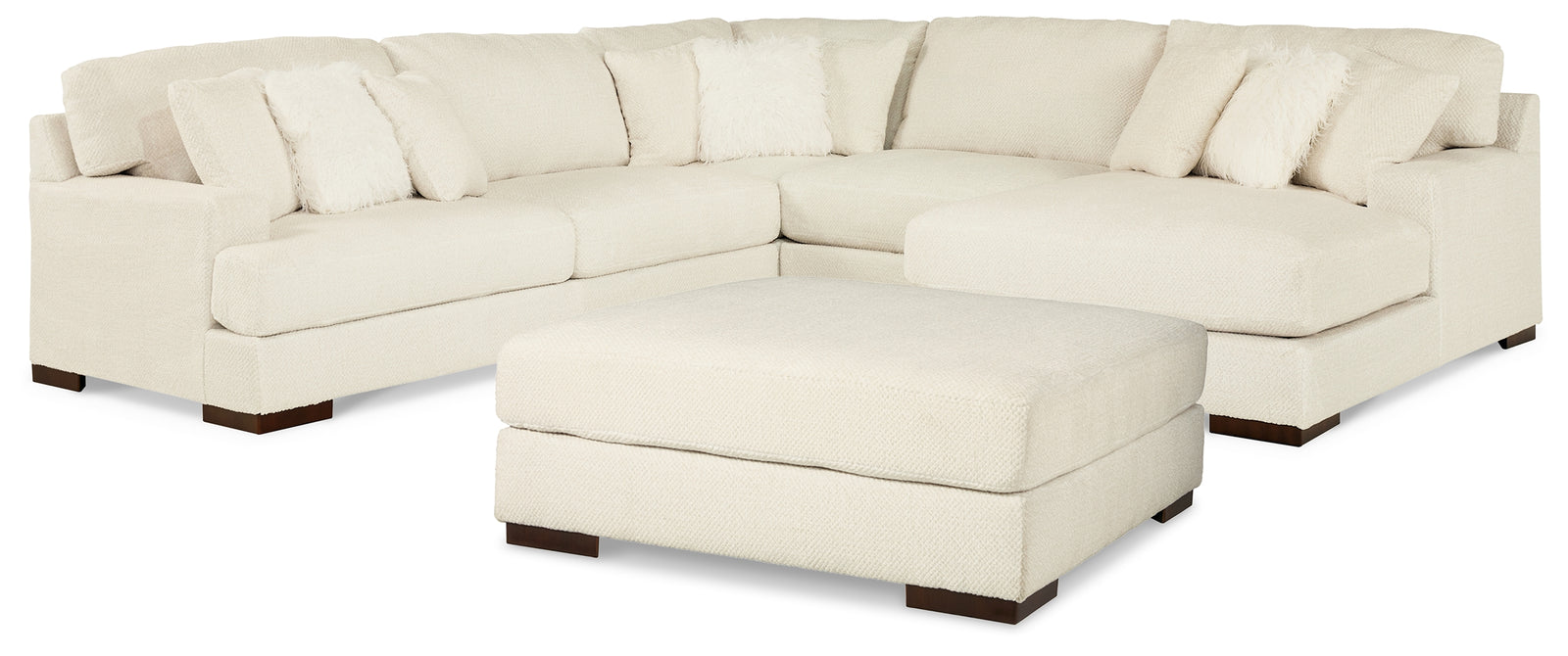 Zada Ivory 4-Piece Sectional With Ottoman