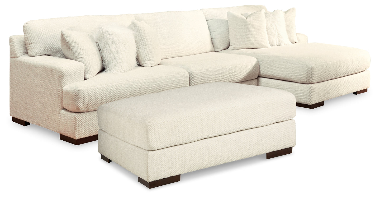 Zada Ivory 2-Piece Sectional With Ottoman