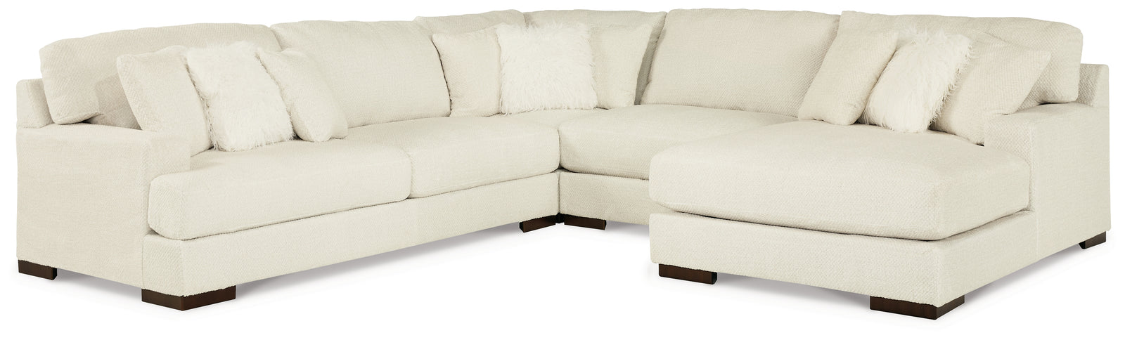 Zada Ivory 4-Piece Sectional With Chaise