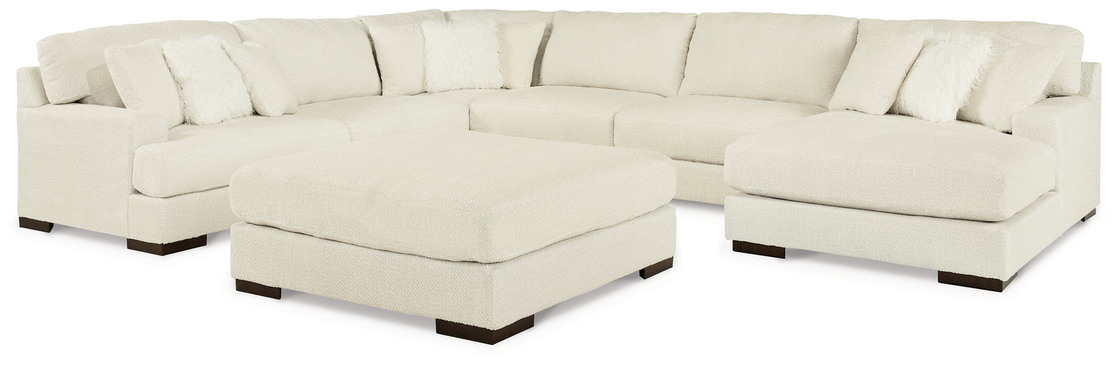 Zada Ivory 5-Piece Sectional With Ottoman