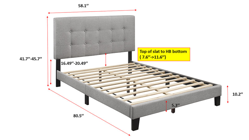 Rigby Gray Contemporary Wood Fabric Full Upholstered Platform Bed