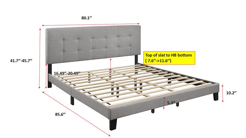 Rigby Gray Contemporary Wood Fabric Twin Upholstered Platform Bed