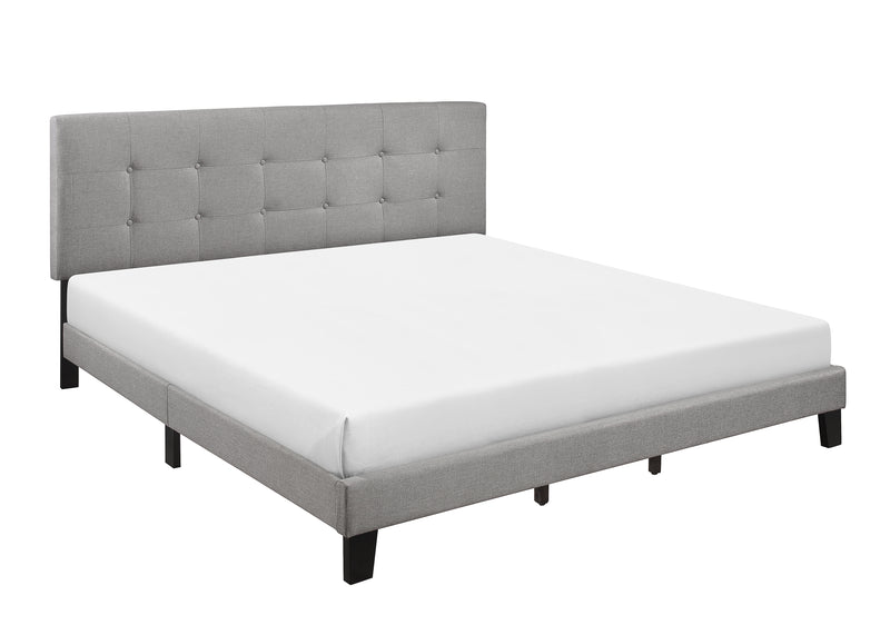 Rigby Gray Contemporary Wood Fabric Twin Upholstered Platform Bed