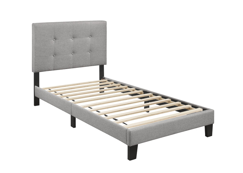Rigby Gray Contemporary Wood Fabric Queen Upholstered Tufted Platform Bed