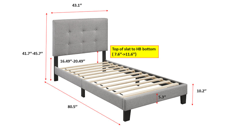 Rigby Gray Contemporary Wood Fabric Full Upholstered Platform Bed