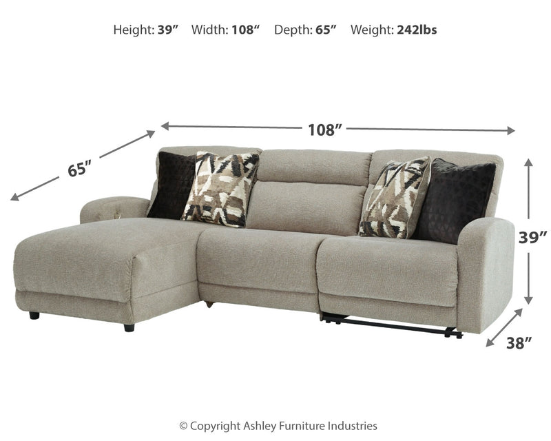 Colleyville Stone Chenille 3-Piece Power Reclining Sectional With Chaise 54405S4