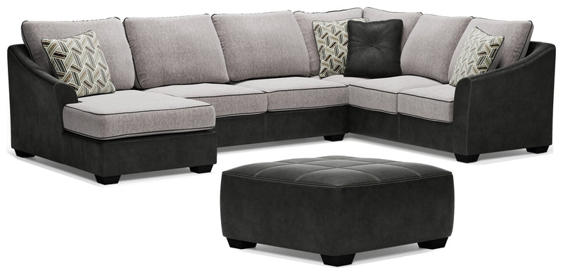 Bilgray Pewter 3-Piece Sectional With Ottoman