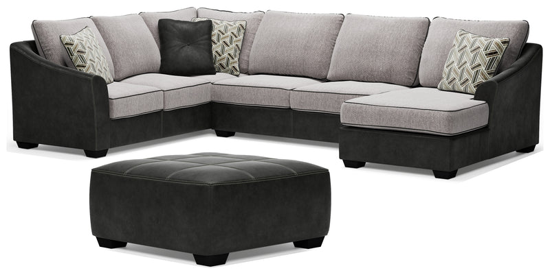 Bilgray Pewter 3-Piece Sectional With Ottoman PKG008951 - 55003S2 | 5500308