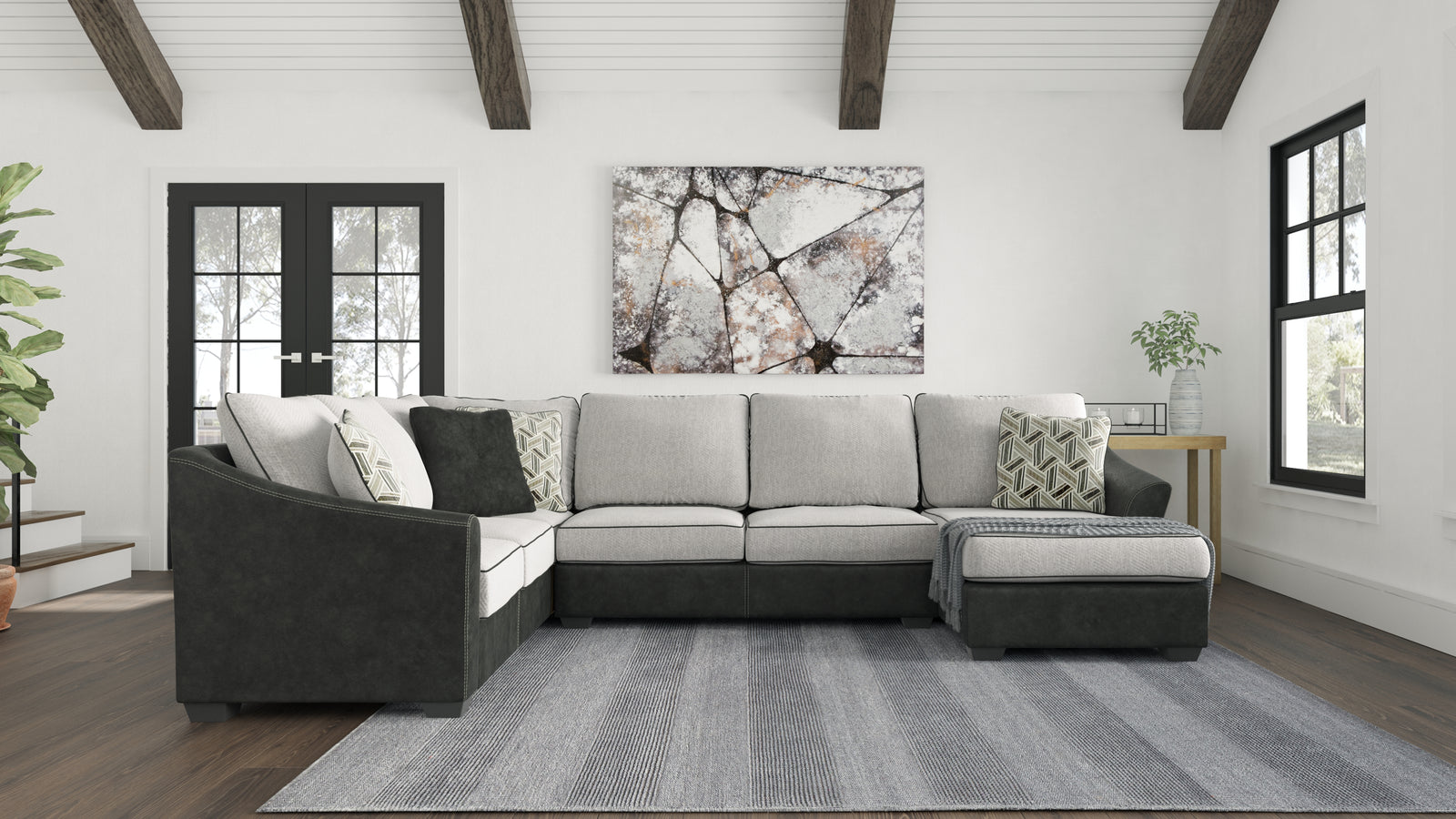 Bilgray Pewter Chenille 3-Piece Sectional 55003S2