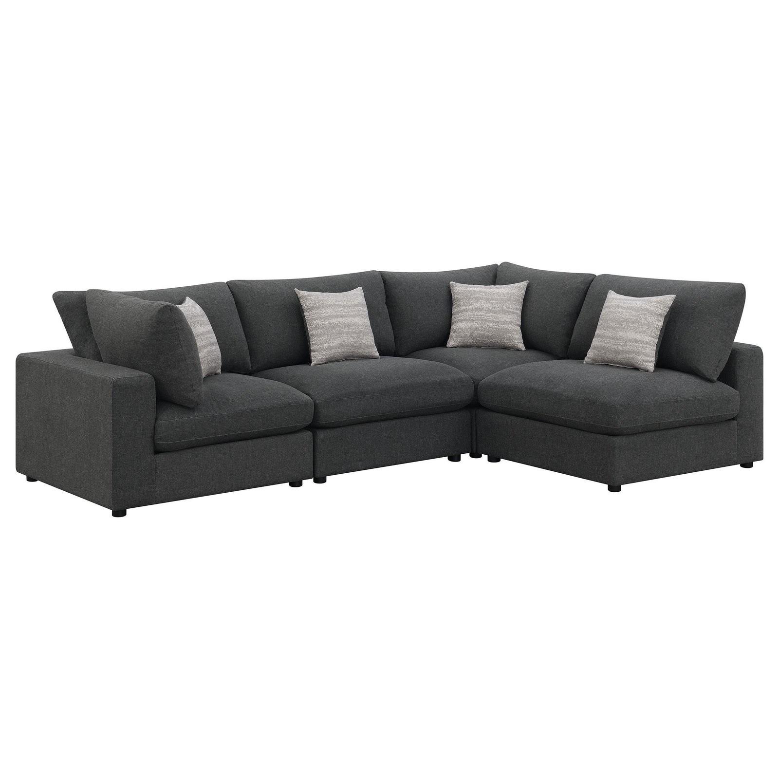 Serene 4 piece Upholstered Modular Sectional Sofa Charcoal